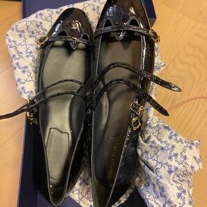 Sarah Flint Black Patent Croc Flats